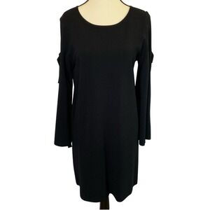 Milly Women's Black‎ Small Stretch Knit Mini Dress 3-Tie Long Sleeves Evening